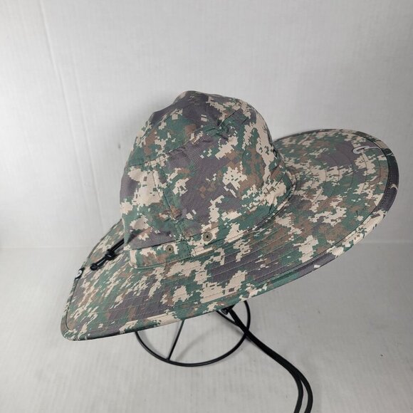 Adidas Golf Green Camo Wide-Brim Hat UV Protection Size S/M - Picture 2 of 6